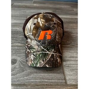 Russell Athletic Camo Mesh Trucker Hat‎ Orange R Logo Men Adjustable